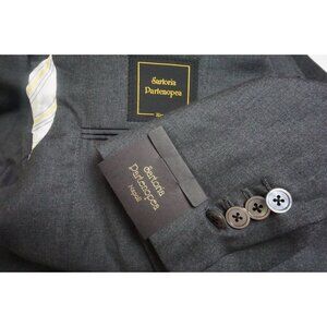Sartoria Partenopea Medium Gray S120s Wool 2 Pc Suit Jacket Pants 36R BRAND NEW